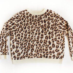 Leopard / Cheetah Print Cropped Cream Sweater